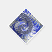 Serviette En Papier Fractale moderne bleu gris blanc spiral (Coin)