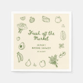 Serviette En Papier Fraîchement sorti du marché Main verte dessinée (Devant)