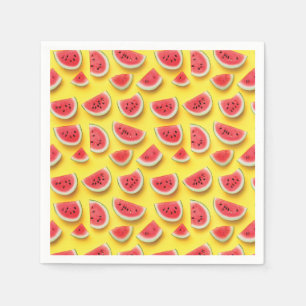 Serviette En Papier Fraîches de pastèque Motif sur Jaune