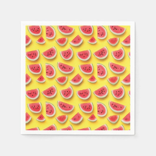 Serviette En Papier Fraîches de pastèque Motif sur Jaune (Devant)