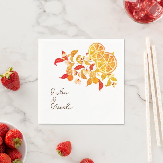 Serviette En Papier Fraîcheur Citrus Foliage Mariage (En situation)