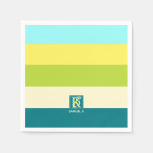 Serviette En Papier Fraîcheur et joyeux rayures colorées Monogramme