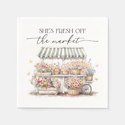 Serviette En Papier Frais Sorti du Marché Fête de Mariage Aquarelle (Devant)