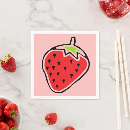 Serviette En Papier Fraise (En situation)