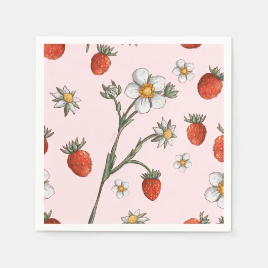 Serviette En Papier Fraise 1er anniversaire Berry florale 1er (Devant)