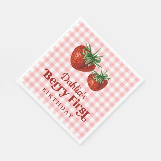 Serviette En Papier Fraise 1er anniversaire Berry Premier anniversaire (Coin)
