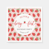 Serviette En Papier Fraise 1er Anniversaire Fête Berry 1er (Devant)