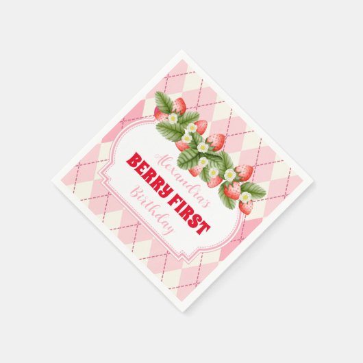 Serviette En Papier Fraise 1er Anniversaire Fête Berry 1er (Coin)