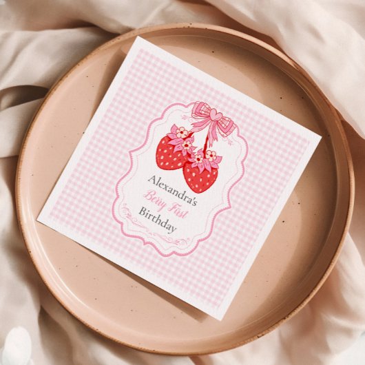 Serviette En Papier Fraise 1er Anniversaire Fête Berry 1er
