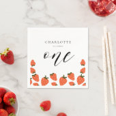 Serviette En Papier Fraise 1er fête d'anniversaire (En situation)