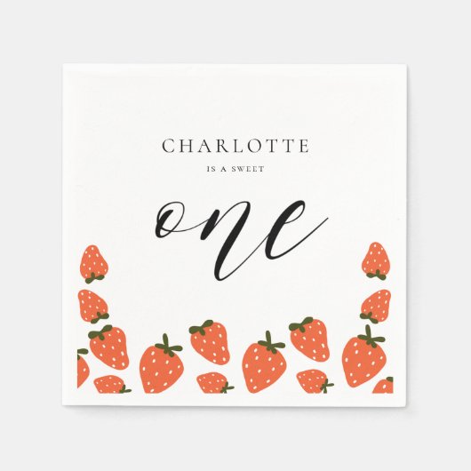 Serviette En Papier Fraise 1er fête d'anniversaire (Devant)