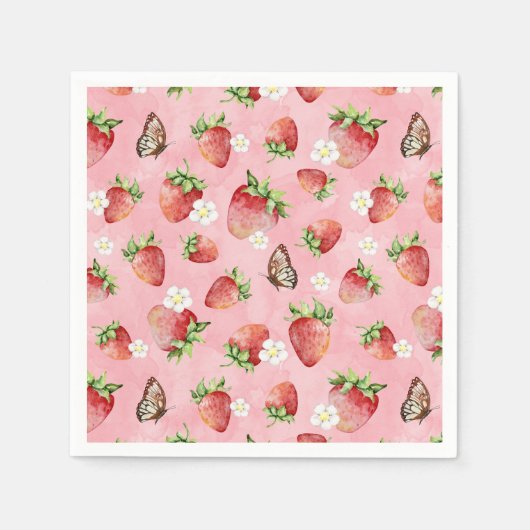 Serviette En Papier Fraise à papillon (Devant)