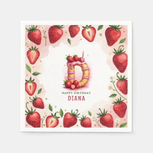 Serviette En Papier Fraise Anniversaire Papier Napkin Lettre D Gâteau