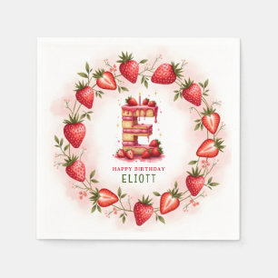 Serviette En Papier Fraise Anniversaire Papier Napkin Lettre E Gâteau