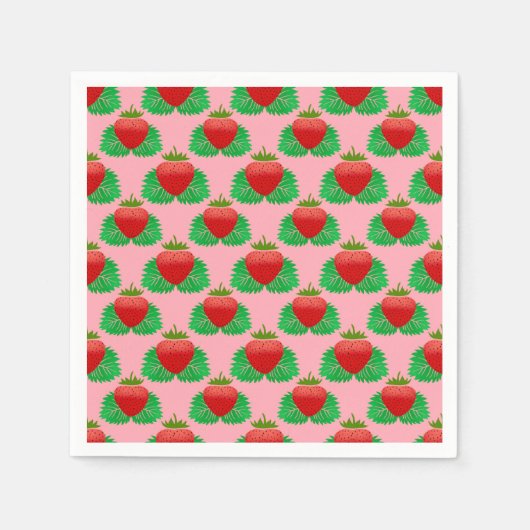 Serviette En Papier Fraise - arrière - plan rose (Devant)