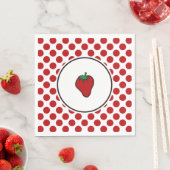 Serviette En Papier Fraise aux points rouges (En situation)