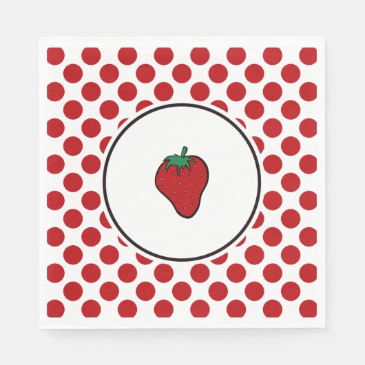 Serviette En Papier Fraise aux points rouges (Devant)