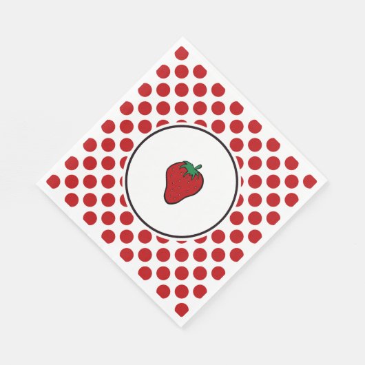 Serviette En Papier Fraise aux points rouges (Coin)