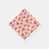 Serviette En Papier Fraise avec Papillon (Coin)
