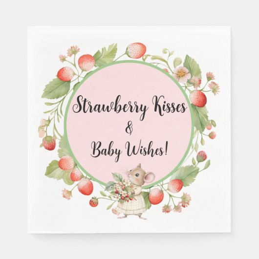 Serviette En Papier Fraise Baby shower-Party (Devant)