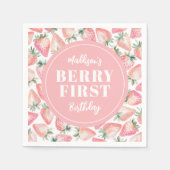Serviette En Papier Fraise Berry 1ère fête d'anniversaire (Devant)