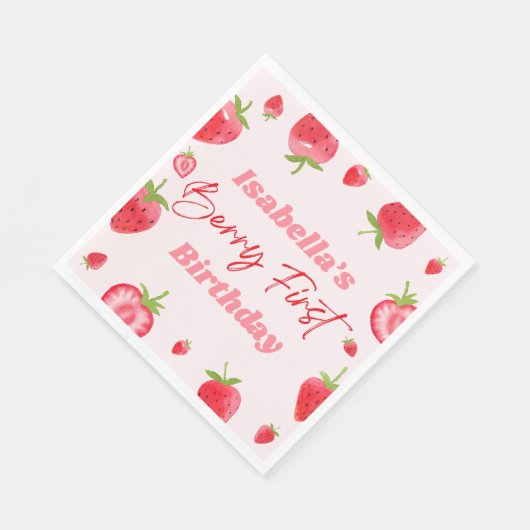 Serviette En Papier Fraise Berry 1ère fête d'anniversaire (Coin)