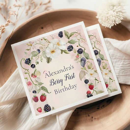 Serviette En Papier Fraise Berry 1ère fête d'anniversaire