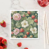 Serviette En Papier 'Fraise Berry in Love' et Florale (En situation)