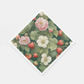 Serviette En Papier 'Fraise Berry in Love' et Florale (Coin)
