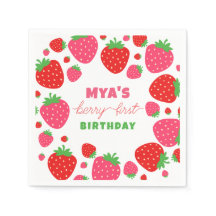 Fraise Berry Premier Anniversaire Papier Napkins