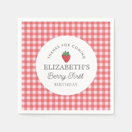 Serviette En Papier Fraise Berry Premier pique-nique Anniversaire (Devant)
