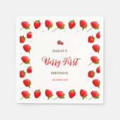 Serviette En Papier Fraise Berry Première fête d'anniversaire Invitati (Devant)