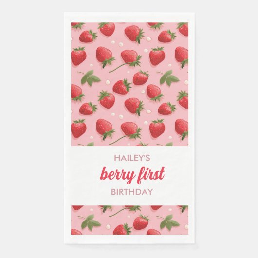 Serviette En Papier Fraise Berry Première fête d'anniversaire Napkin (Devant)