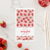 Serviette En Papier Fraise Berry Première fête d'anniversaire Napkin (En situation)