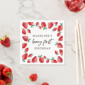 Serviette En Papier Fraise Berry Première Fille 1er Anniversaire Napki (En situation)