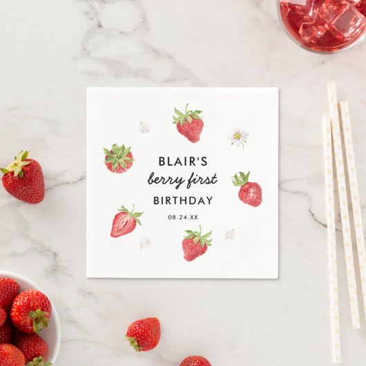 Serviette En Papier Fraise Berry Sweet Anniversaire (En situation)