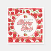 Serviette En Papier Fraise blanche rose 1er anniversaire Berry 1er (Devant)
