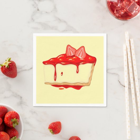 Serviette En Papier Fraise cheecake après-midi fête du thé (En situation)