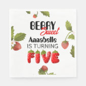 Serviette En Papier Fraise Cinq Anniversaire (Devant)