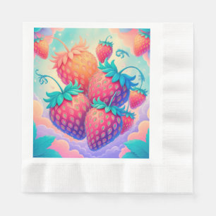 Serviette En Papier Fraise colorée