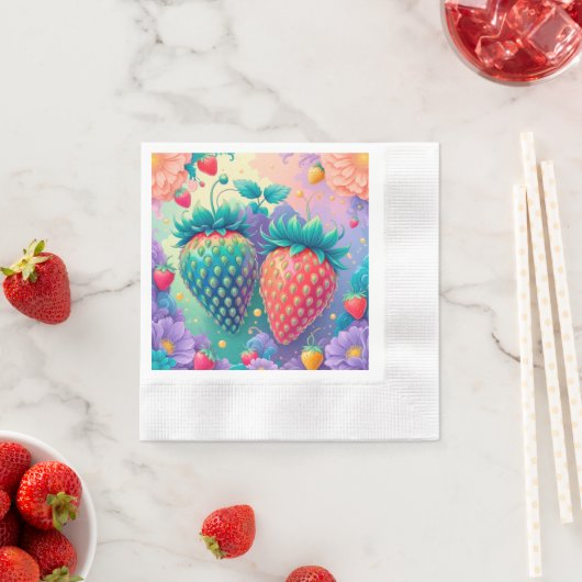 Serviette En Papier Fraise colorée (En situation)