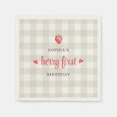 Serviette En Papier Fraise d'aquarelle Berry Premier anniversaire (Devant)