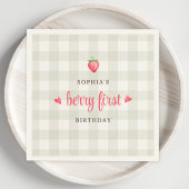 Serviette En Papier Fraise d'aquarelle Berry Premier anniversaire