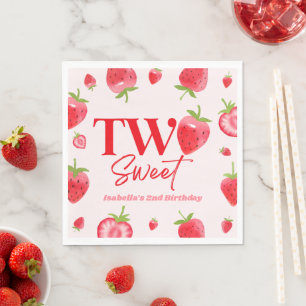 Serviette En Papier Fraise deux rose doux rouge 2e fête d'anniversaire