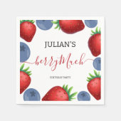 Serviette En Papier Fraise et bleuets Fille Anniversaire (Devant)