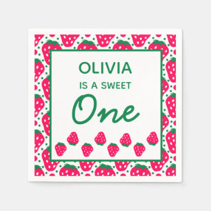 Serviette En Papier Fraise Fille 1er Anniversaire