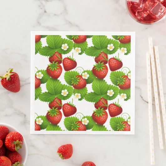 Serviette En Papier Fraise fraîche (En situation)