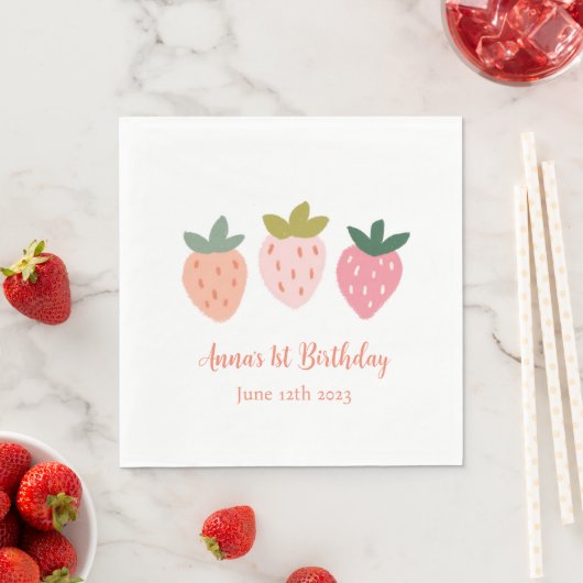 Serviette En Papier Fraise mignonne (En situation)