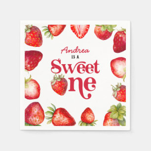 Serviette En Papier Fraise moderne Sweet One First Birthday Girls