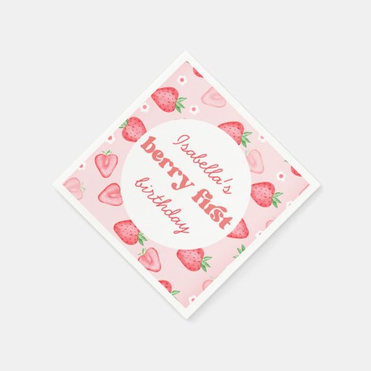Serviette En Papier Fraise Premier anniversaire (Coin)